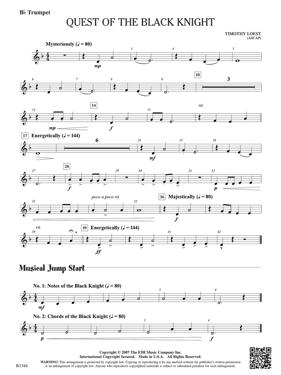 Quest of the Black Knight: B-flat Trumpet B-Flat Trumpet scores gallery preview page 1