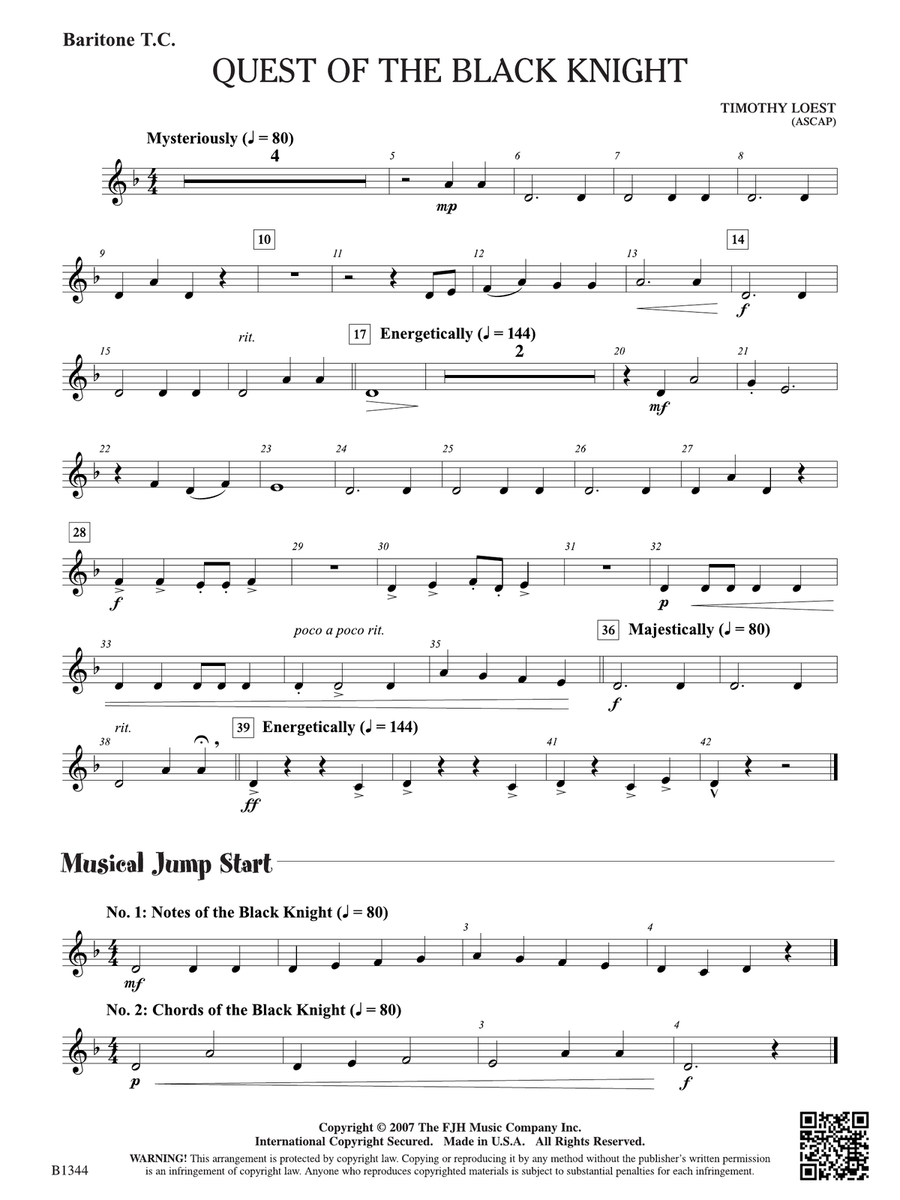 Quest of the Black Knight: Baritone T.C. Baritone Horn TC scores gallery preview page 1