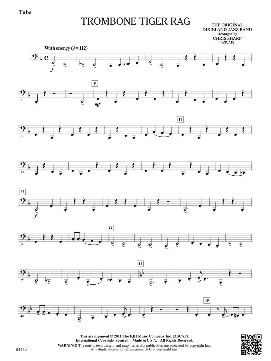 Trombone Tiger Rag: Tuba Trombone Tiger Rag: Tuba Trombone scores gallery preview page 1