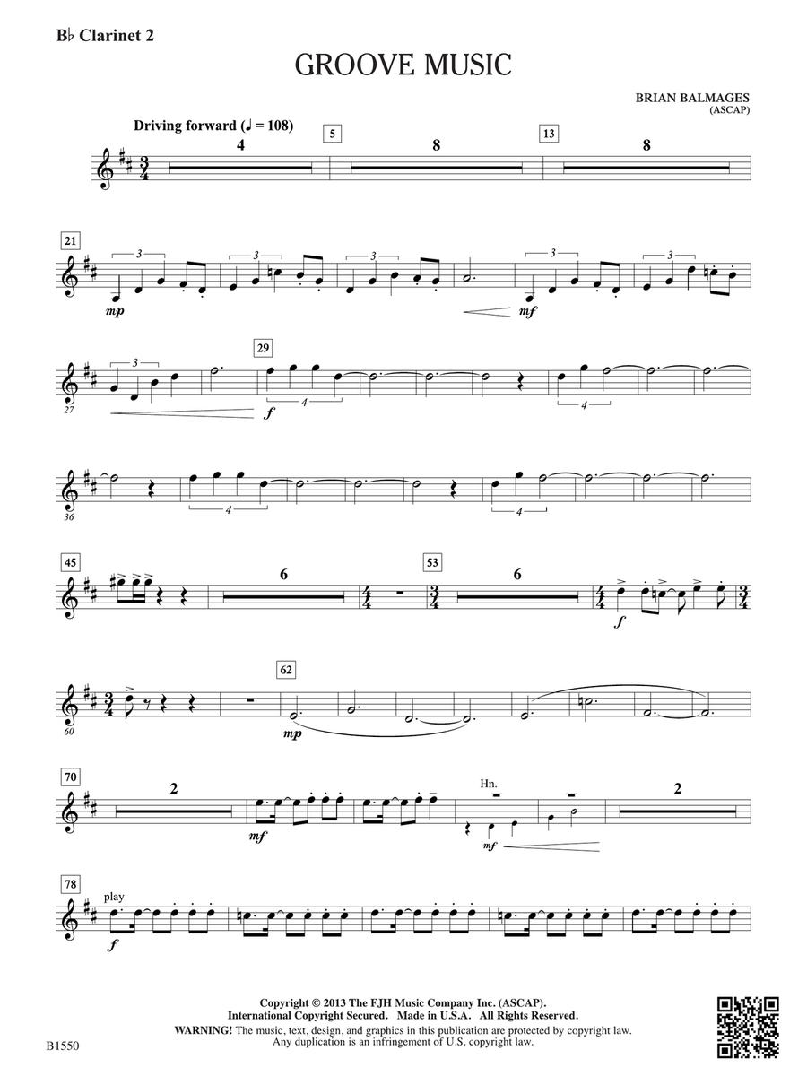 Groove Music: B-flat Clarinet 2 B-Flat Clarinet scores gallery preview page 1