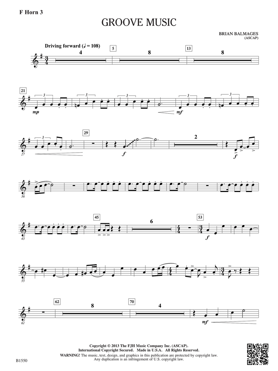Groove Music: F Horn 3 Groove Music: F Horn 3 Horn scores gallery preview page 1