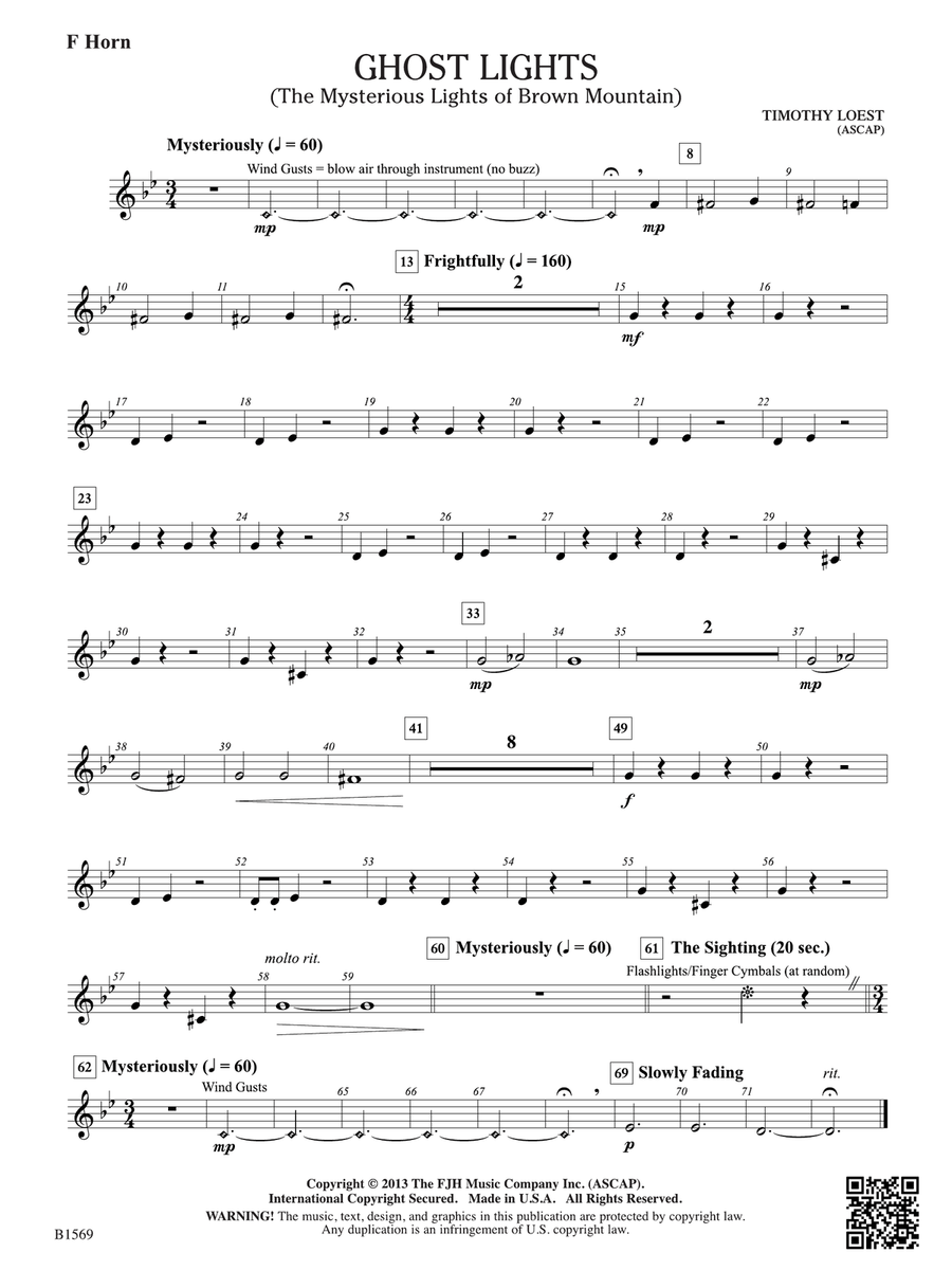 Ghost Lights: F Horn Ghost Lights: F Horn Horn scores gallery preview page 1