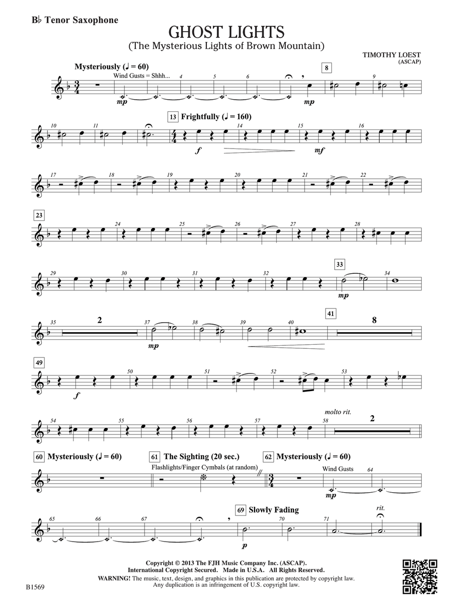 Ghost Lights: B-flat Tenor Saxophone Tenor Saxophone scores gallery preview page 1