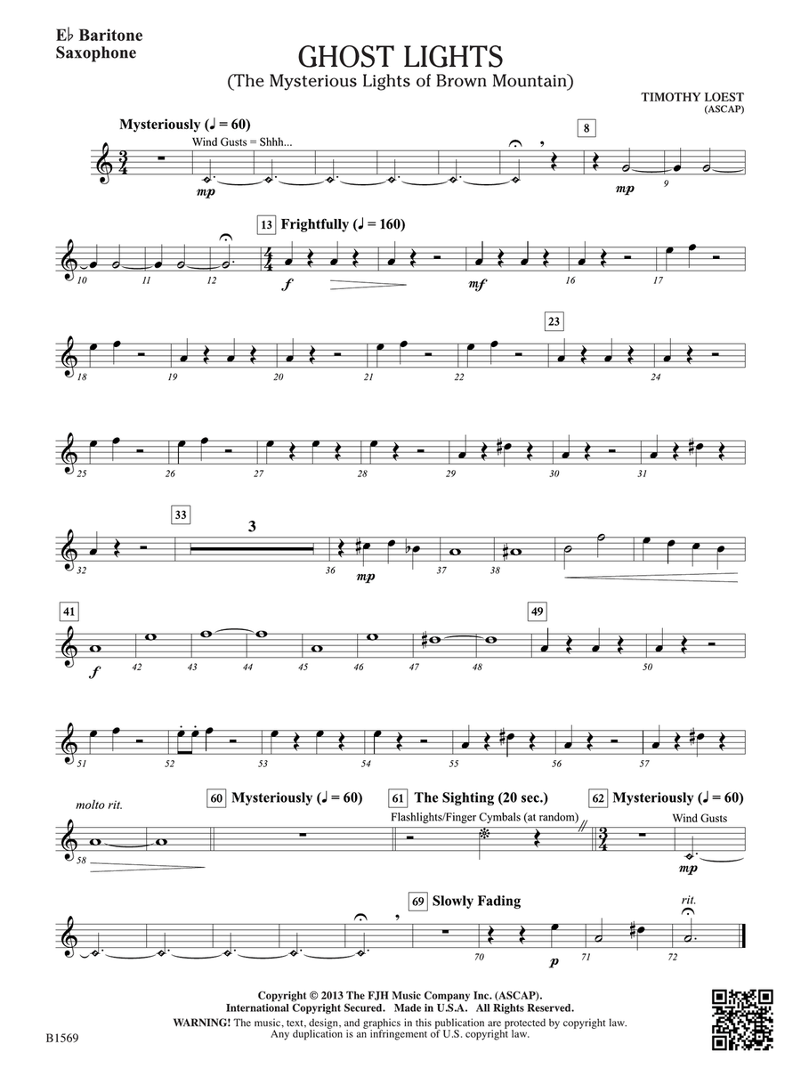 Ghost Lights: E-flat Baritone Saxophone Baritone Saxophone scores gallery preview page 1