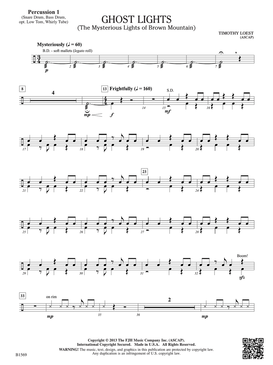 Ghost Lights: Percussion 1 Percussion scores gallery preview page 1