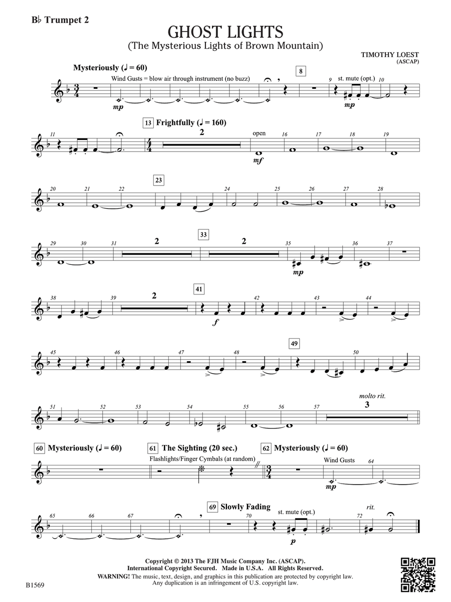 Ghost Lights: B-flat Trumpet 2 B-Flat Trumpet scores gallery preview page 1