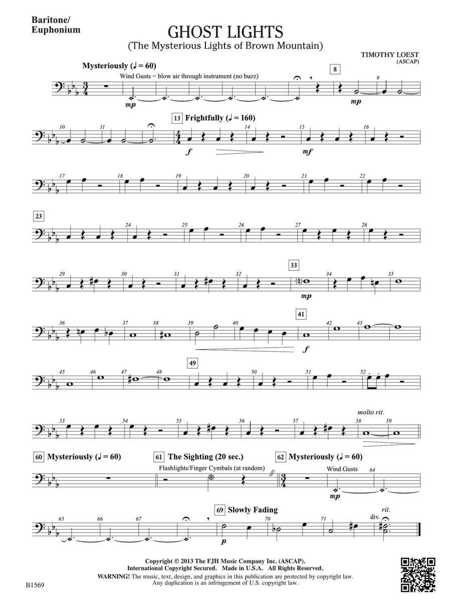 Ghost Lights: Baritone/Euphonium Baritone Horn scores gallery preview page 1