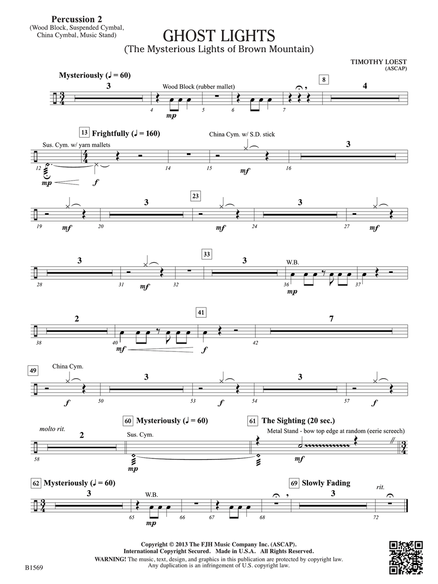 Ghost Lights: Percussion 2 Percussion scores gallery preview page 1