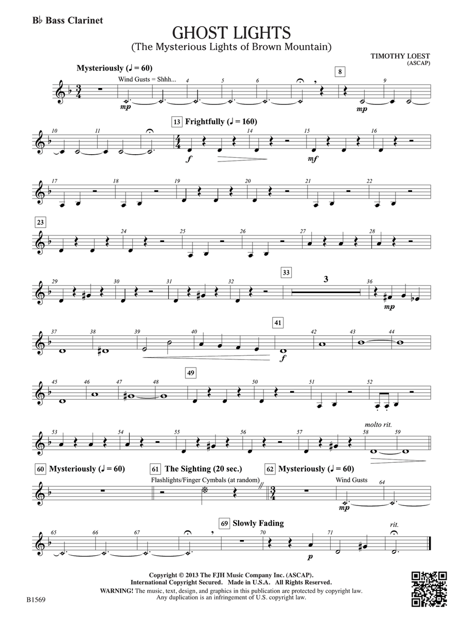 Ghost Lights: B-flat Bass Clarinet Bass Clarinet scores gallery preview page 1