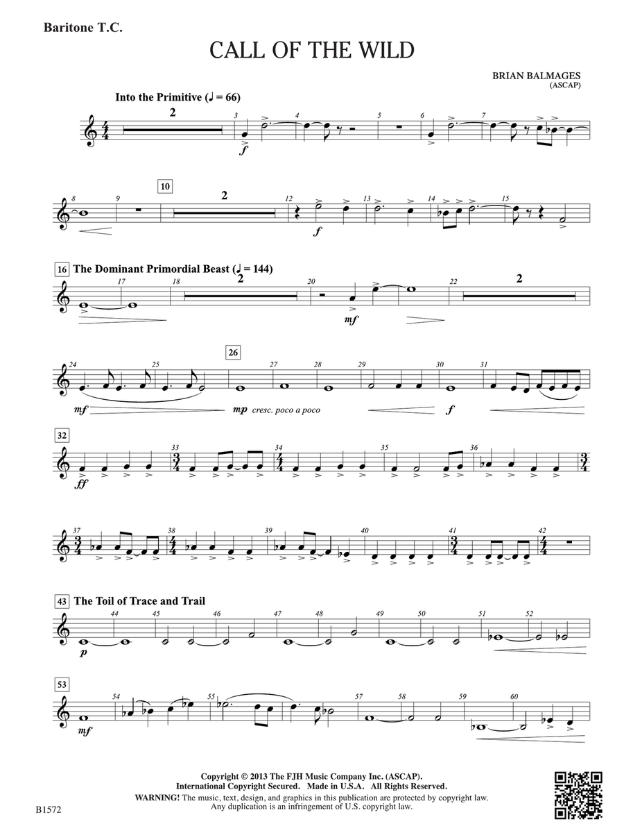 Call of the Wild: Baritone T.C. Baritone Horn TC scores gallery preview page 1