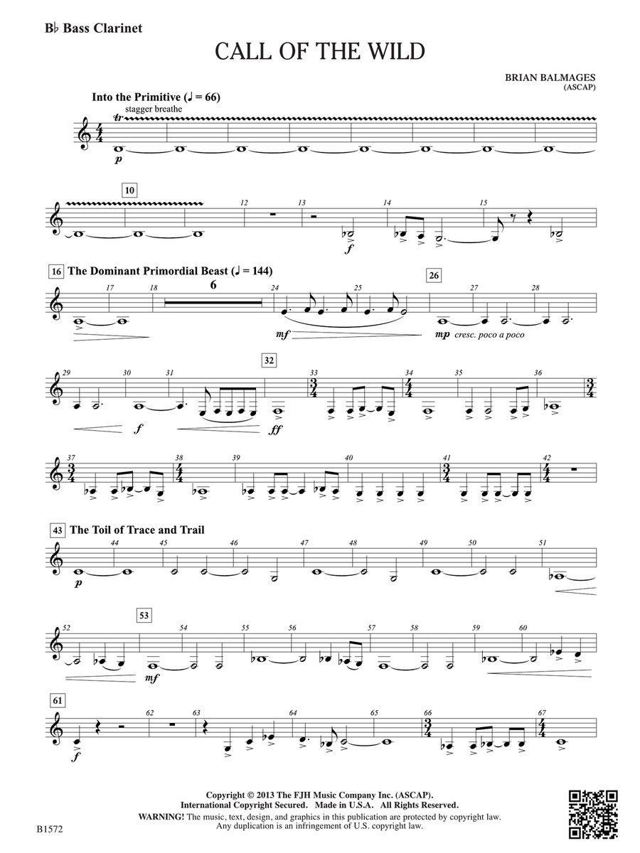 Call of the Wild: B-flat Bass Clarinet Bass Clarinet scores gallery preview page 1