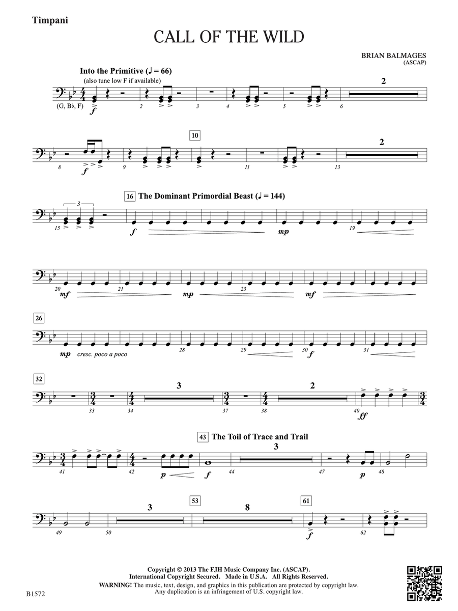 Call of the Wild: Timpani Percussion scores gallery preview page 1