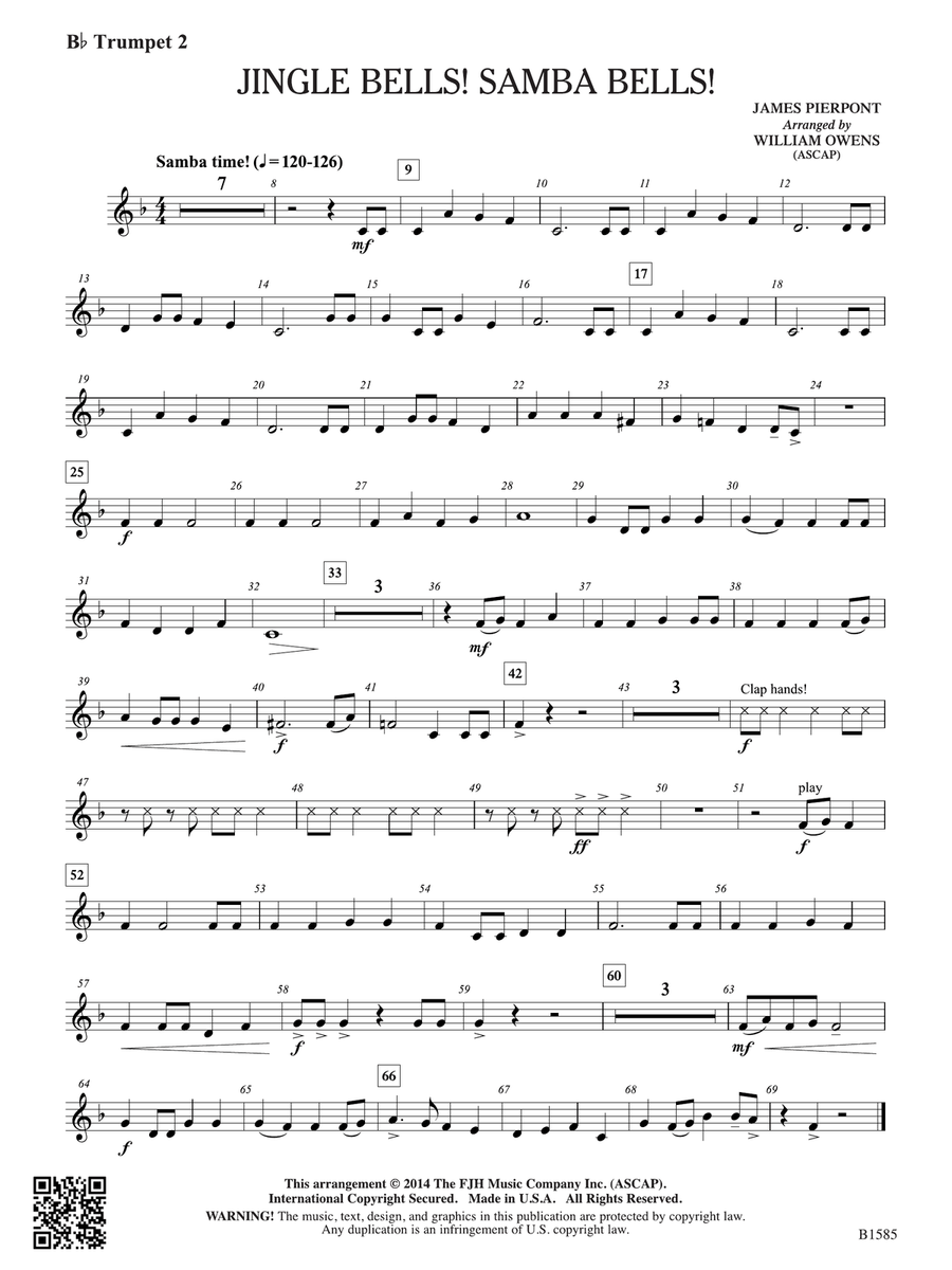Jingle Bells! Samba Bells!: B-flat Trumpet 2 B-Flat Trumpet scores gallery preview page 1