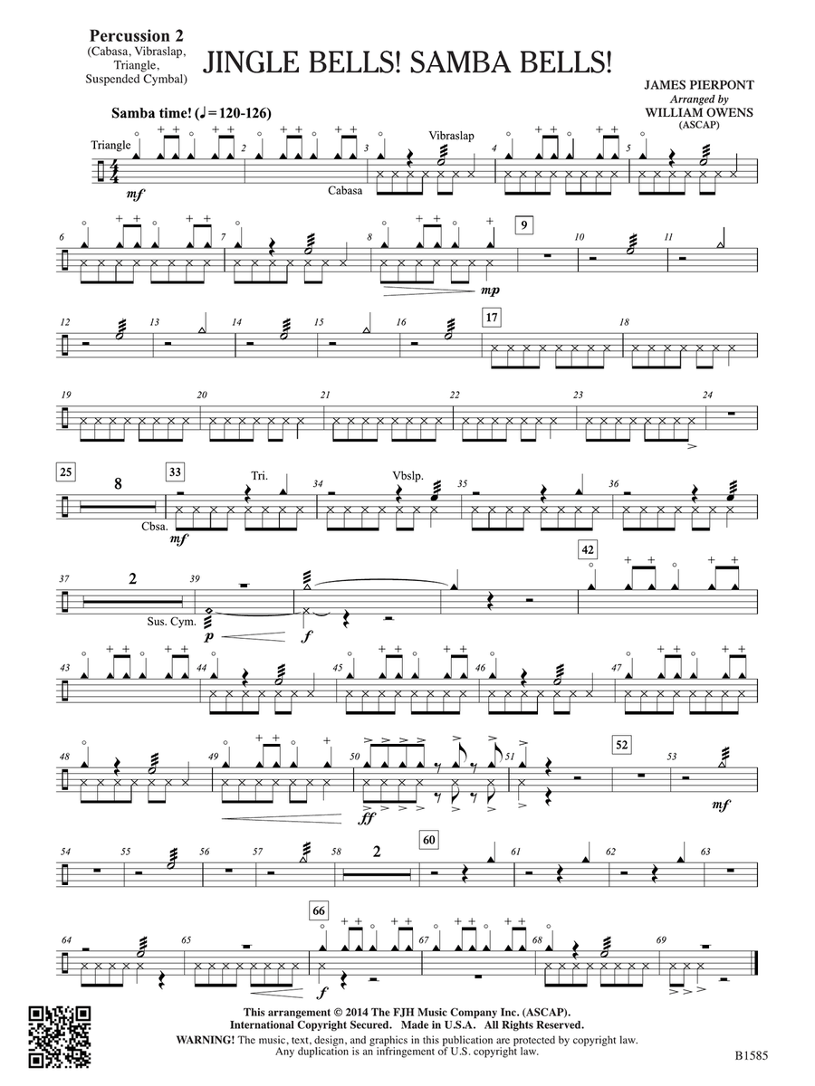 Jingle Bells! Samba Bells!: Percussion 2 Percussion scores gallery preview page 1