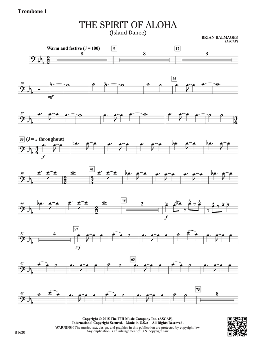 The Spirit of Aloha (Island Dance): Trombone 1 Trombone scores gallery preview page 1