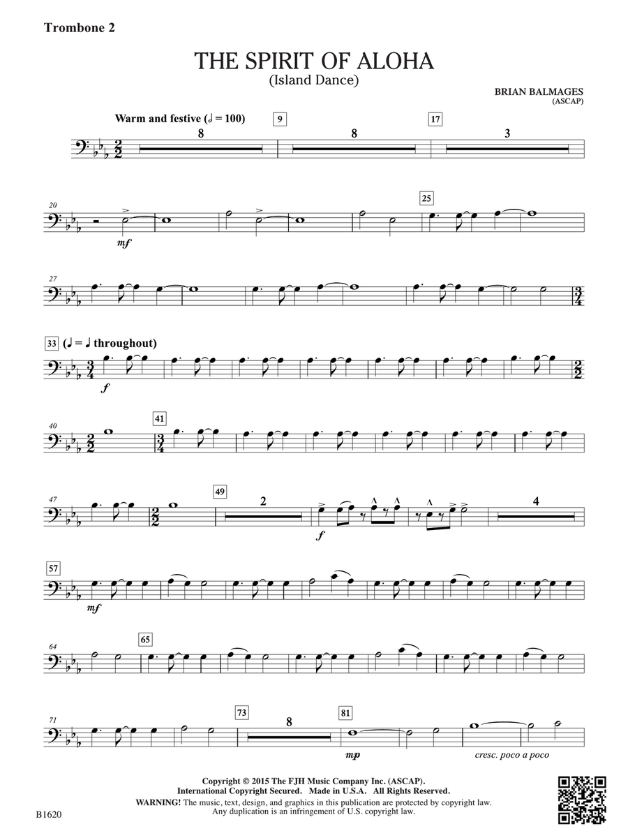 The Spirit of Aloha (Island Dance): Trombone 2 Trombone scores gallery preview page 1
