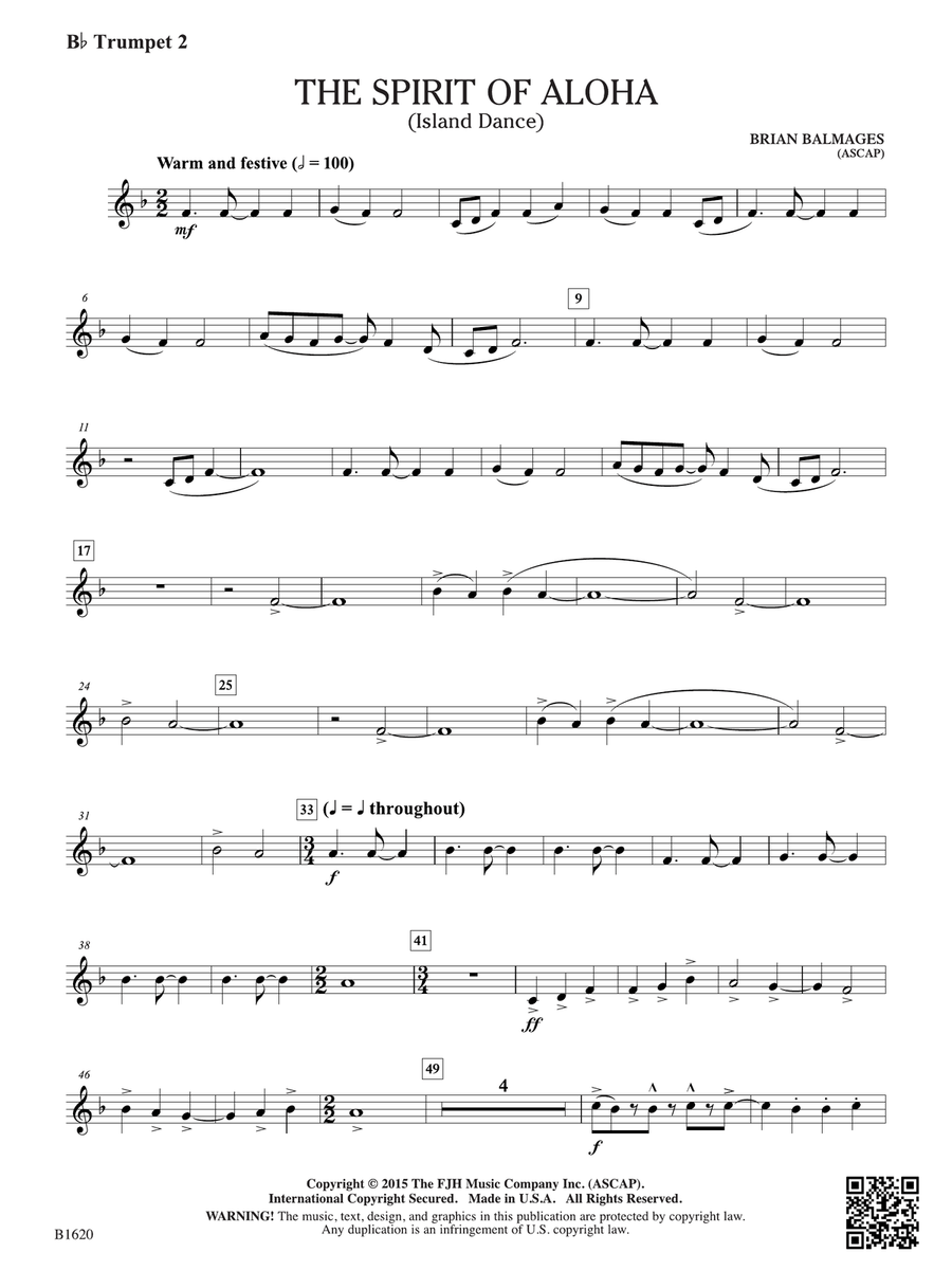 The Spirit of Aloha (Island Dance): B-flat Trumpet 2 B-Flat Trumpet scores gallery preview page 1