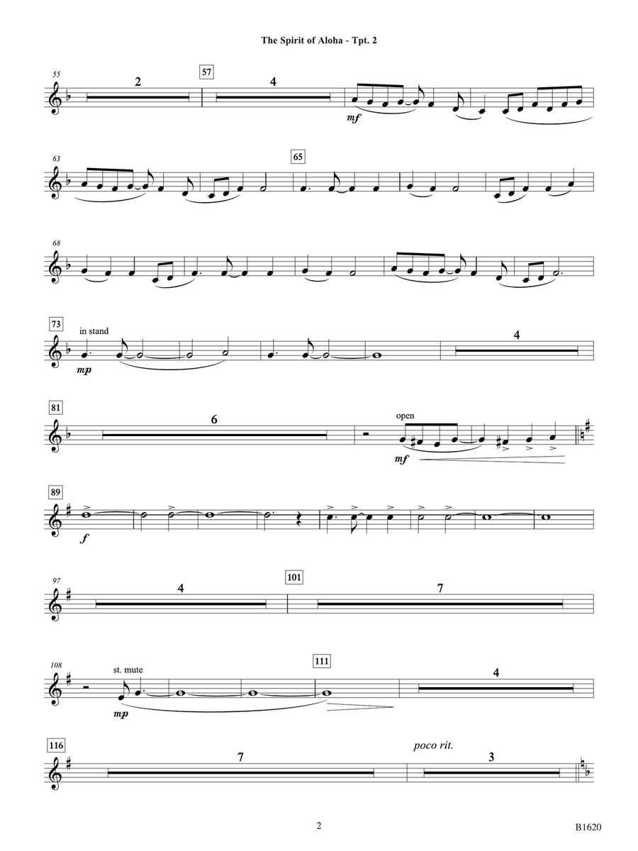 The Spirit of Aloha (Island Dance): B-flat Trumpet 2 B-Flat Trumpet scores gallery preview page 2