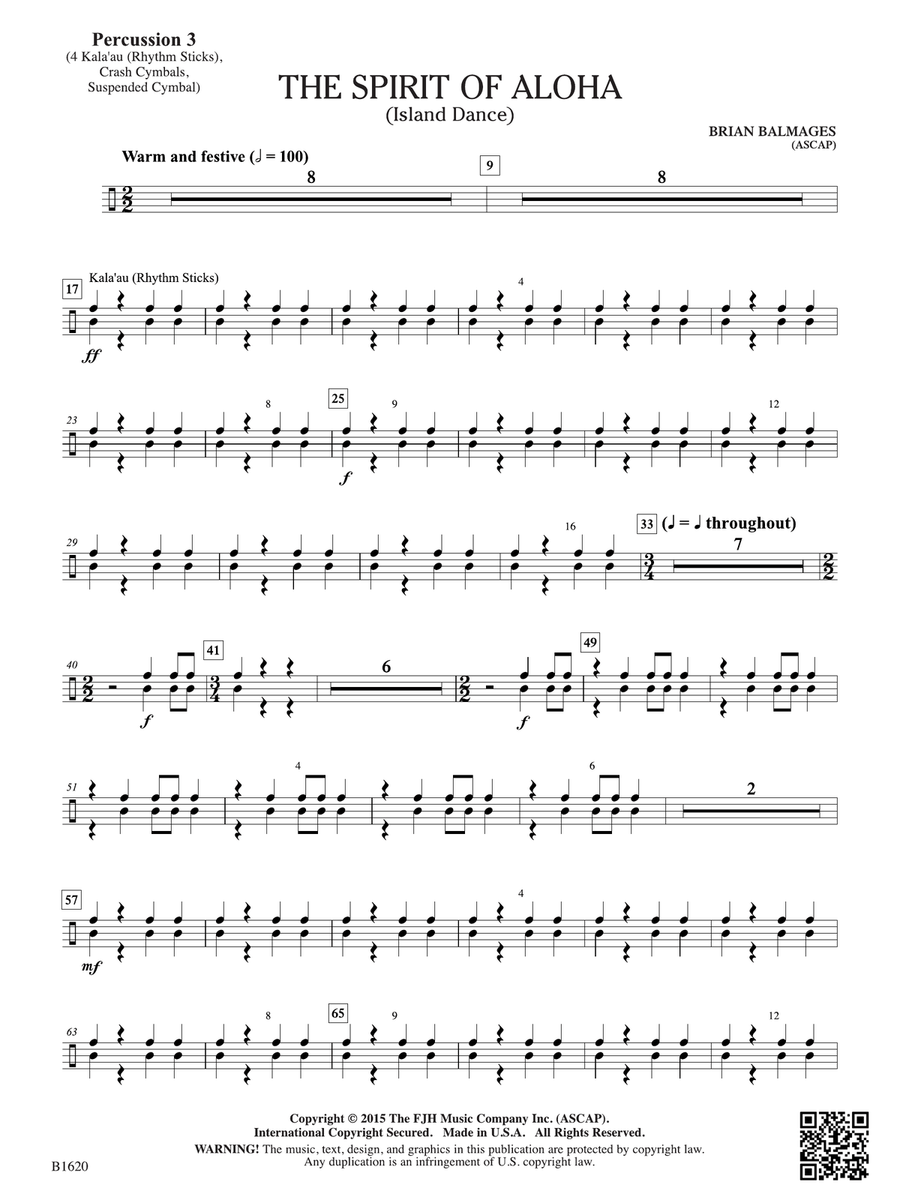 The Spirit of Aloha (Island Dance): Percussion 3 Percussion scores gallery preview page 1