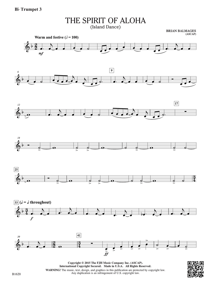 The Spirit of Aloha (Island Dance): B-flat Trumpet 3 B-Flat Trumpet scores gallery preview page 1