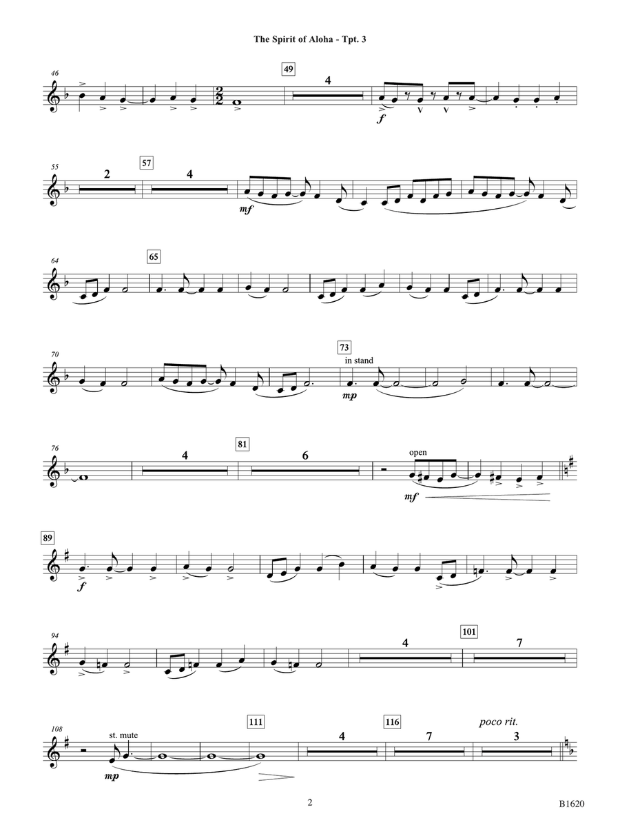 The Spirit of Aloha (Island Dance): B-flat Trumpet 3 B-Flat Trumpet scores gallery preview page 2