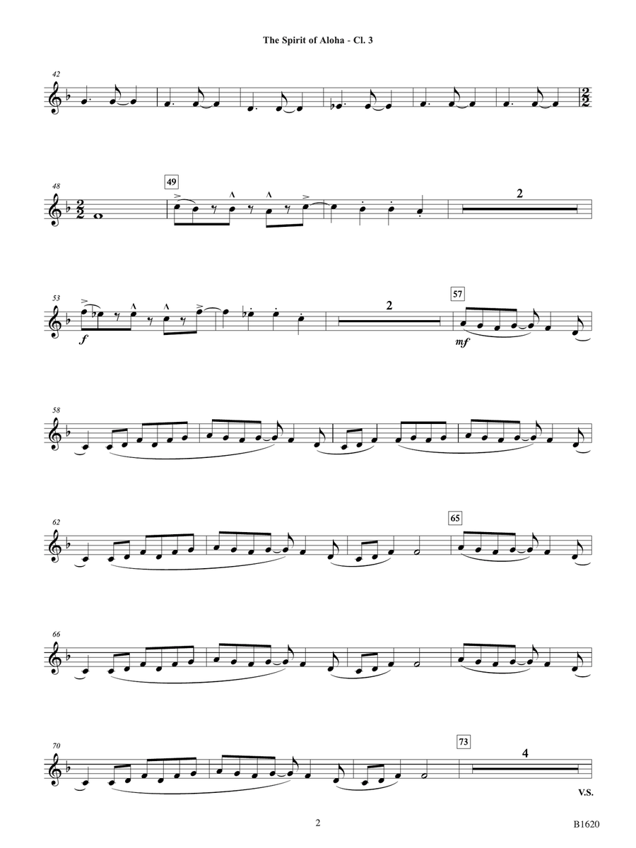 The Spirit of Aloha (Island Dance): B-flat Clarinet 3 B-Flat Clarinet scores gallery preview page 2