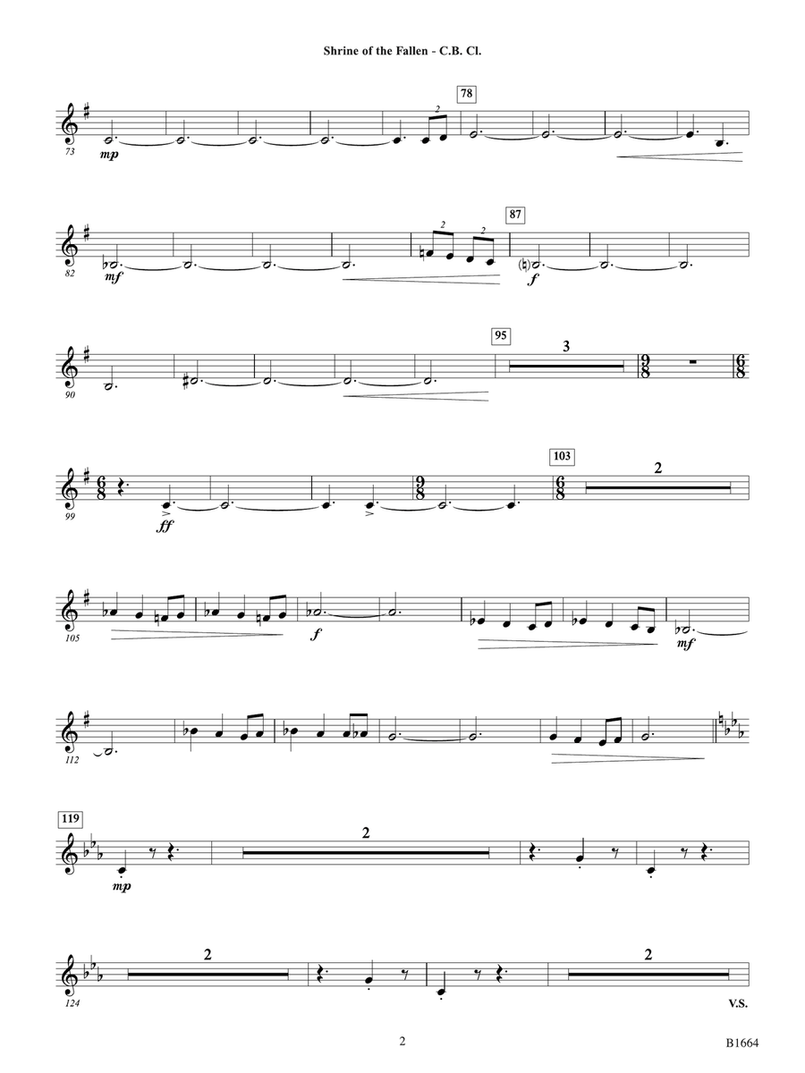 Shrine of the Fallen: B-flat Contrabass Clarinet Bass Clarinet scores gallery preview page 2