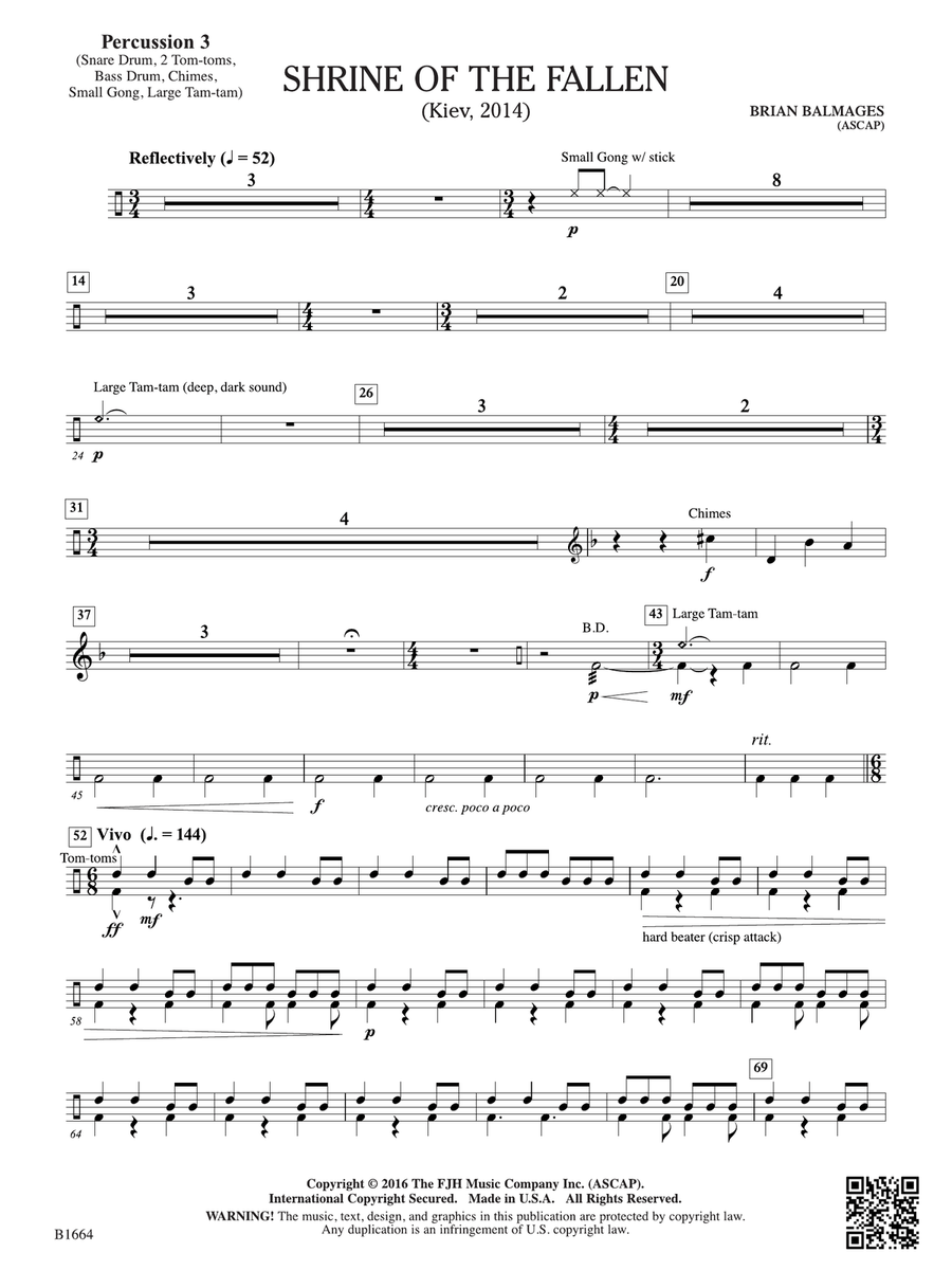 Shrine of the Fallen: Percussion 3 Percussion scores gallery preview page 1