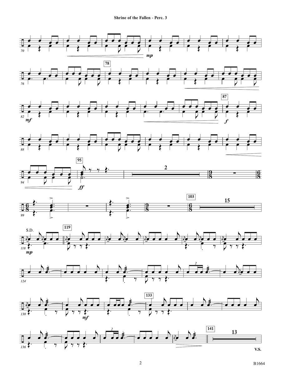 Shrine of the Fallen: Percussion 3 Percussion scores gallery preview page 2