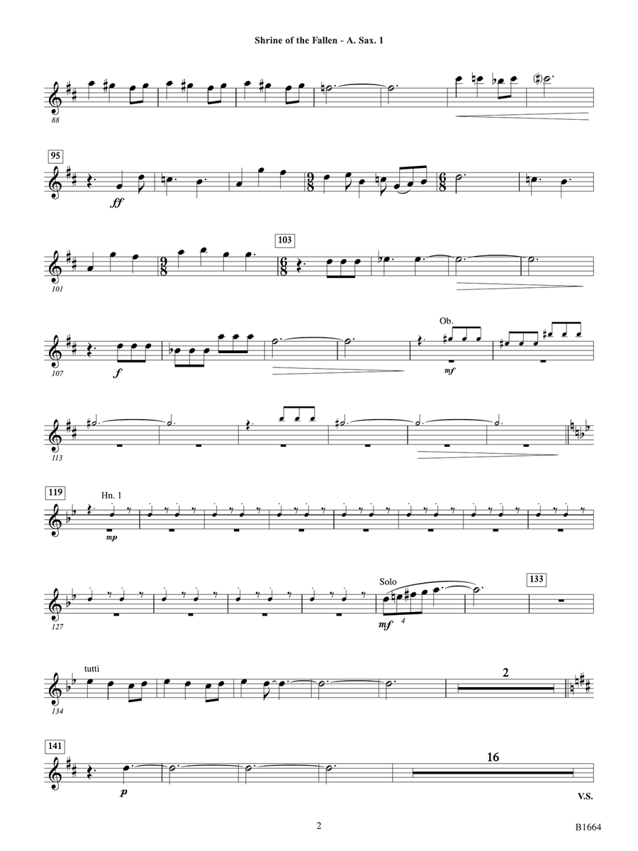 Shrine of the Fallen: E-flat Alto Saxophone 1 Alto Saxophone scores gallery preview page 2