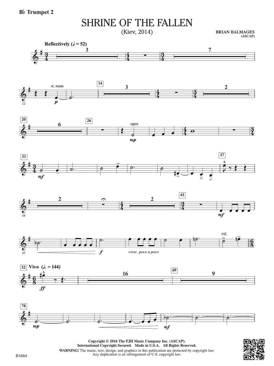 Shrine of the Fallen: B-flat Trumpet 2 B-Flat Trumpet scores gallery preview page 1