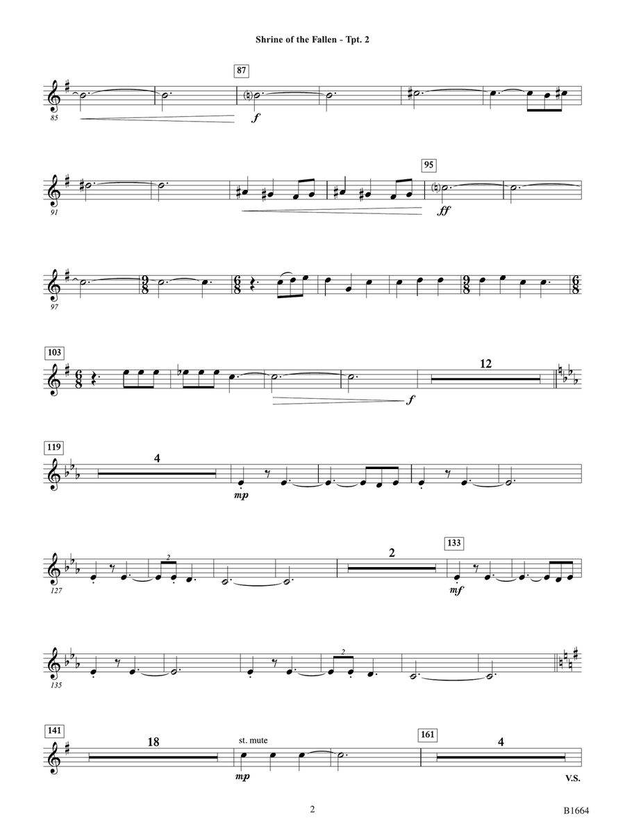 Shrine of the Fallen: B-flat Trumpet 2 B-Flat Trumpet scores gallery preview page 2