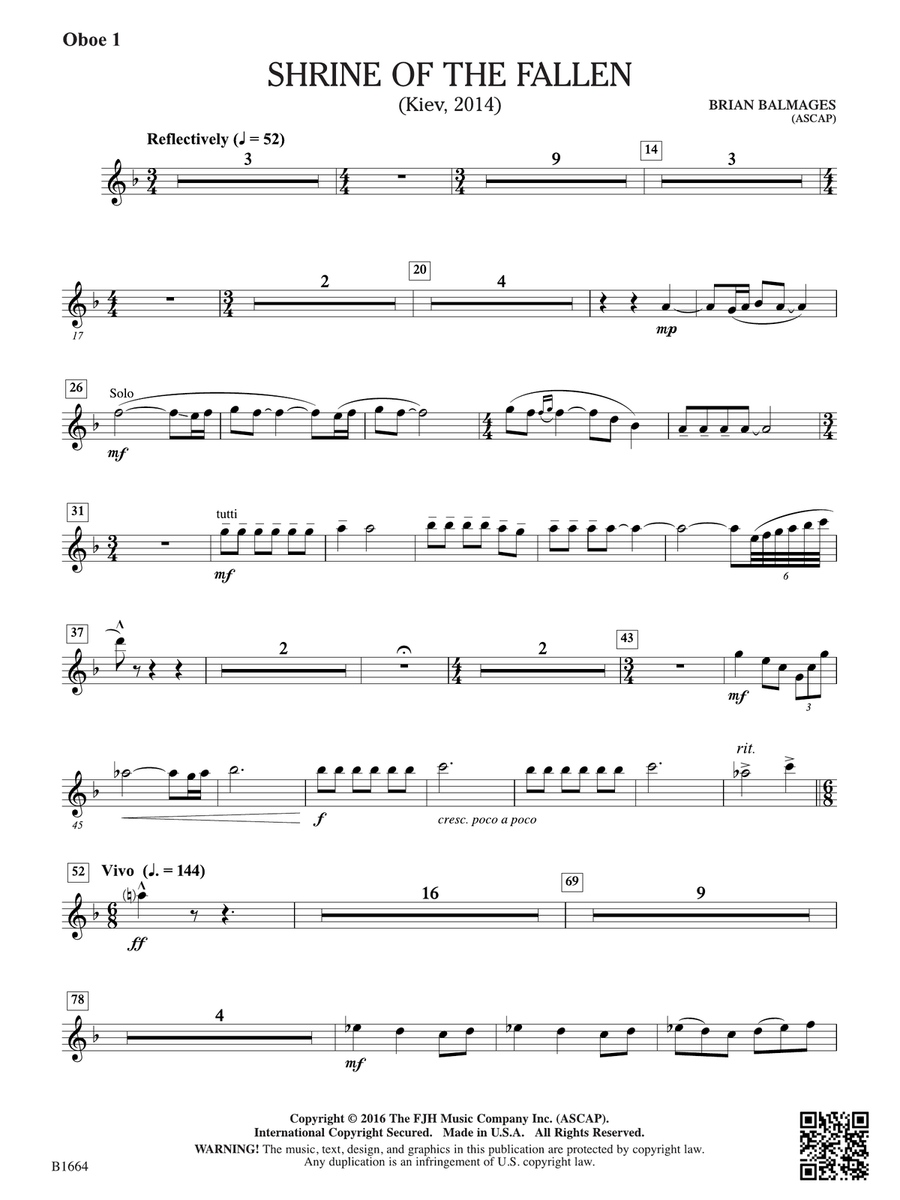 Shrine of the Fallen: Oboe 1 Oboe scores gallery preview page 1