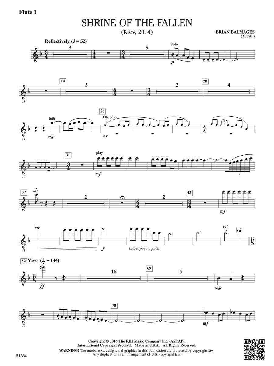 Shrine of the Fallen: Flute 1 Flute scores gallery preview page 1