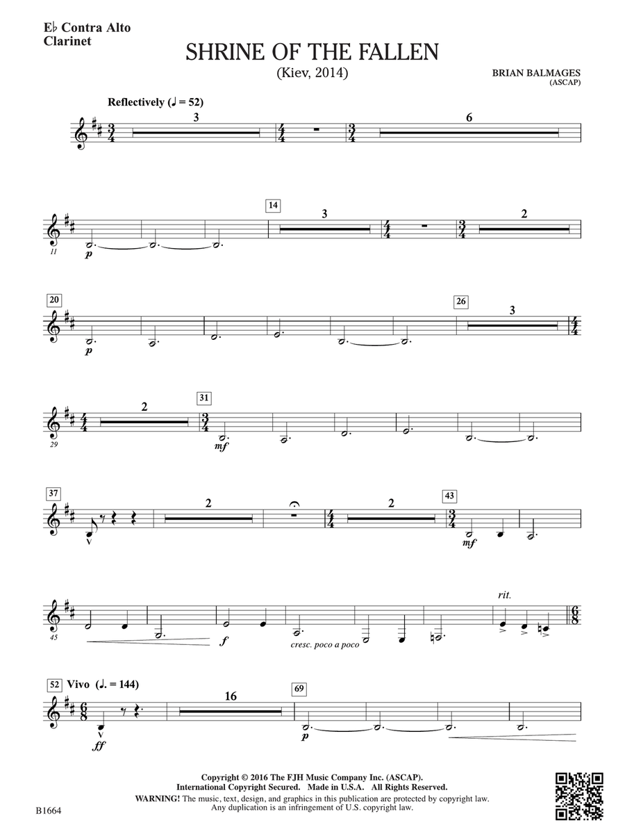 Shrine of the Fallen: E-flat Contra Alto Clarinet Clarinet scores gallery preview page 1