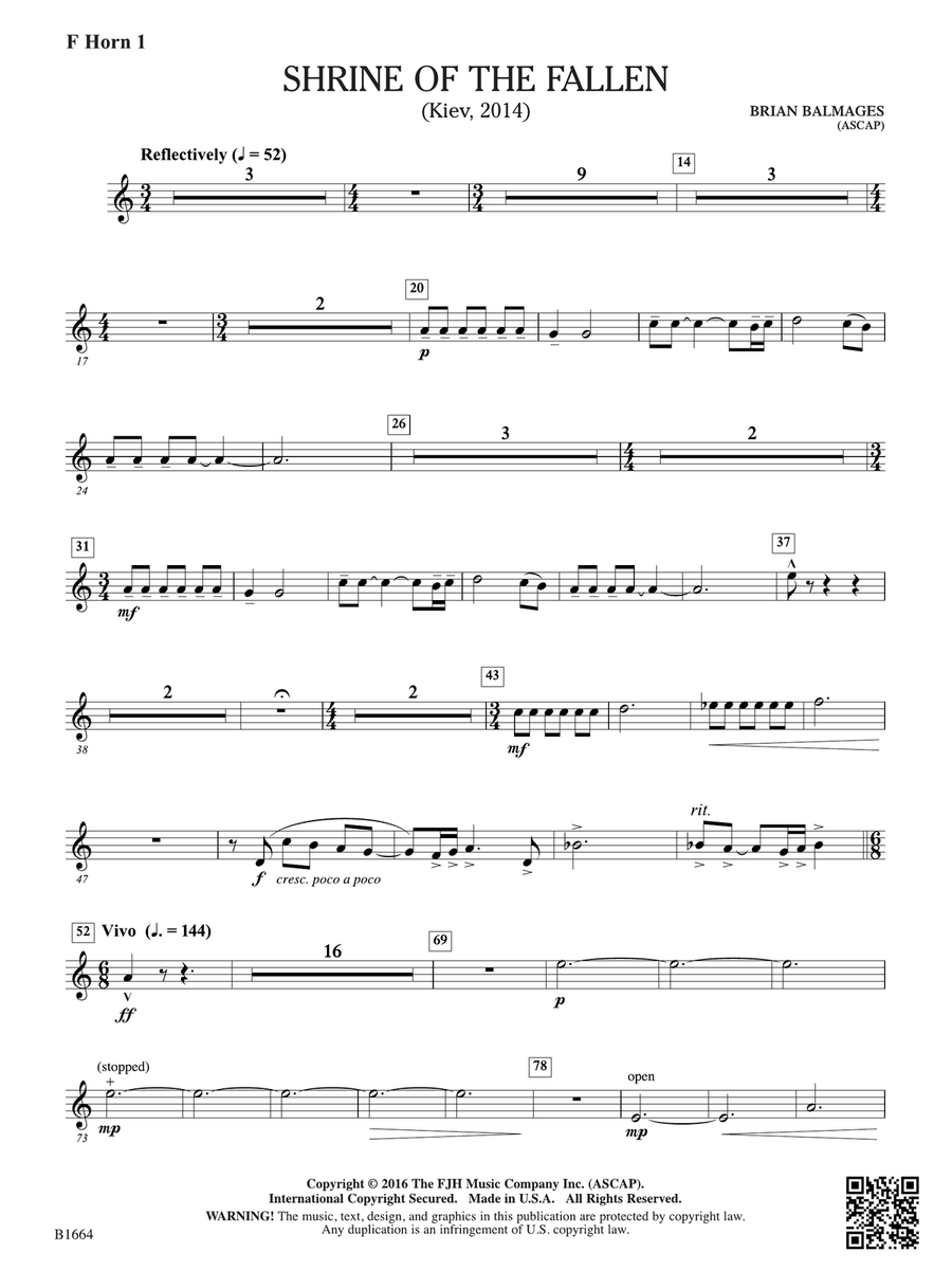 Shrine of the Fallen: F Horn 1 Horn scores gallery preview page 1