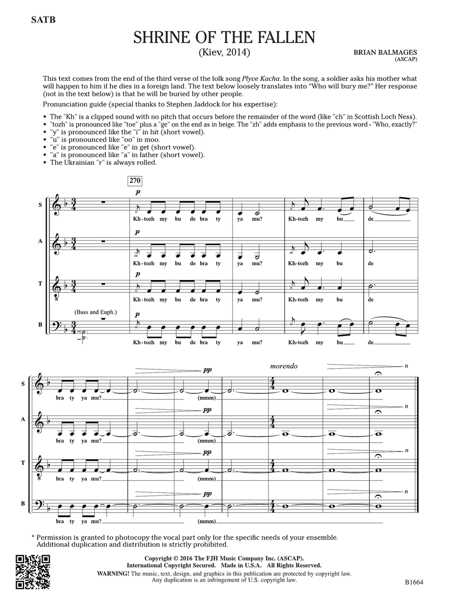 Shrine of the Fallen: SATB (reproducible) 4-Part scores gallery preview page 1