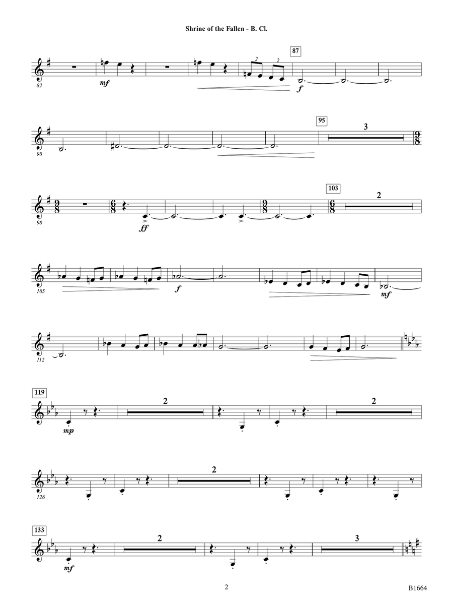 Shrine of the Fallen: B-flat Bass Clarinet Bass Clarinet scores gallery preview page 2