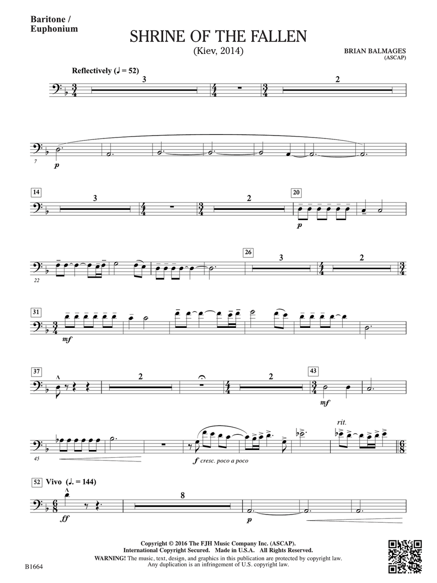 Shrine of the Fallen: Baritone / Euphonium Baritone Horn scores gallery preview page 1
