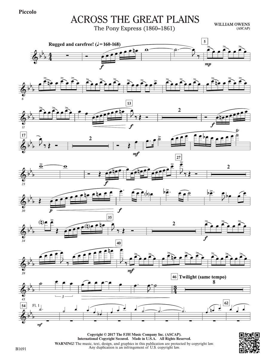 Across The Great Plains: Piccolo Piccolo scores gallery preview page 1
