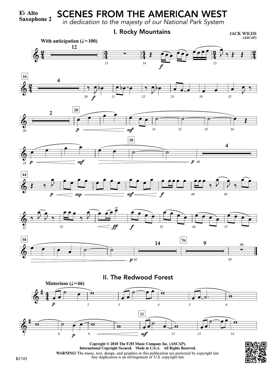 Scenes from the American West: E-flat Alto Saxophone 2 Alto Saxophone scores gallery preview page 1