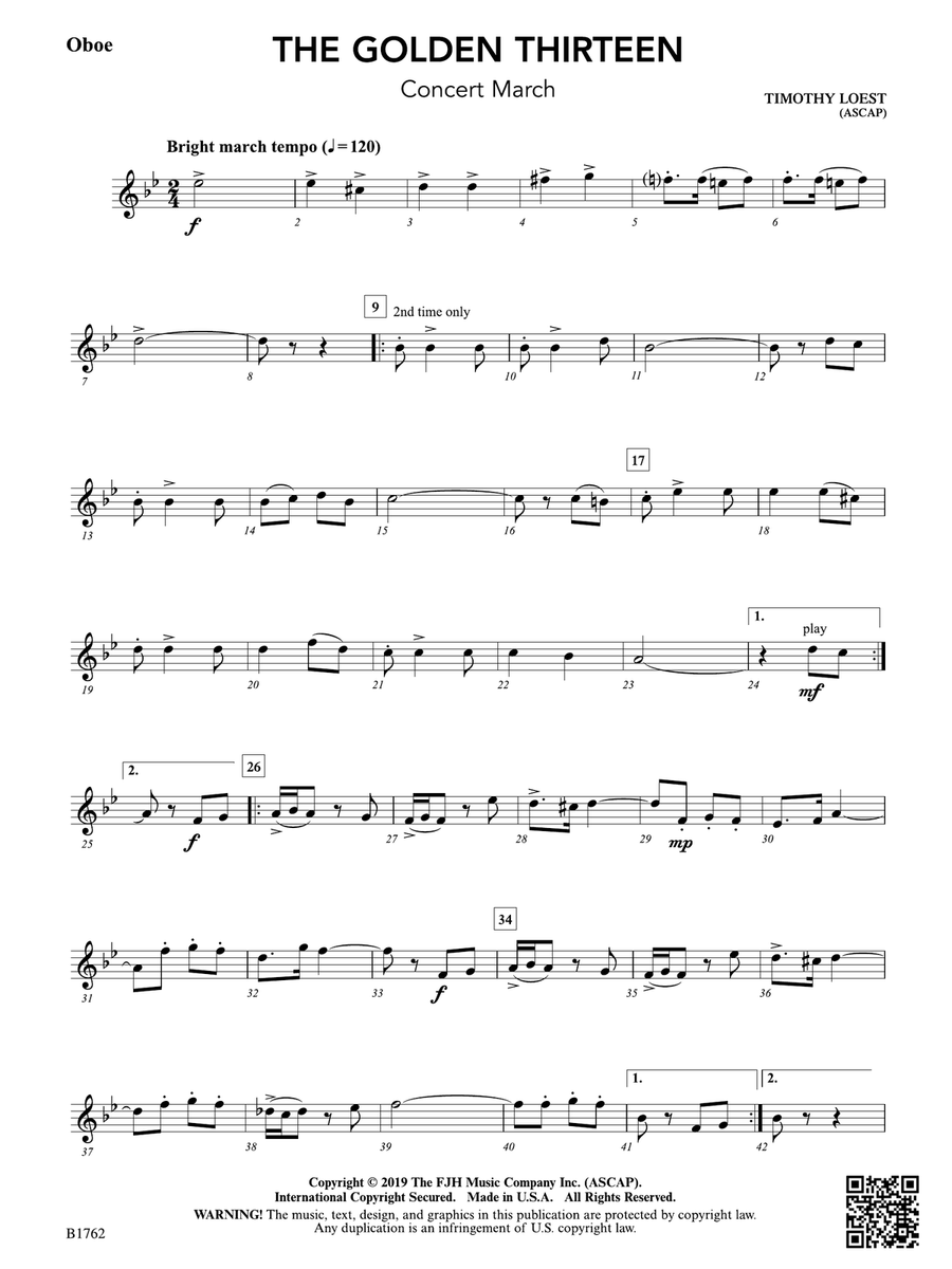 The Golden Thirteen: Oboe Oboe scores gallery preview page 1