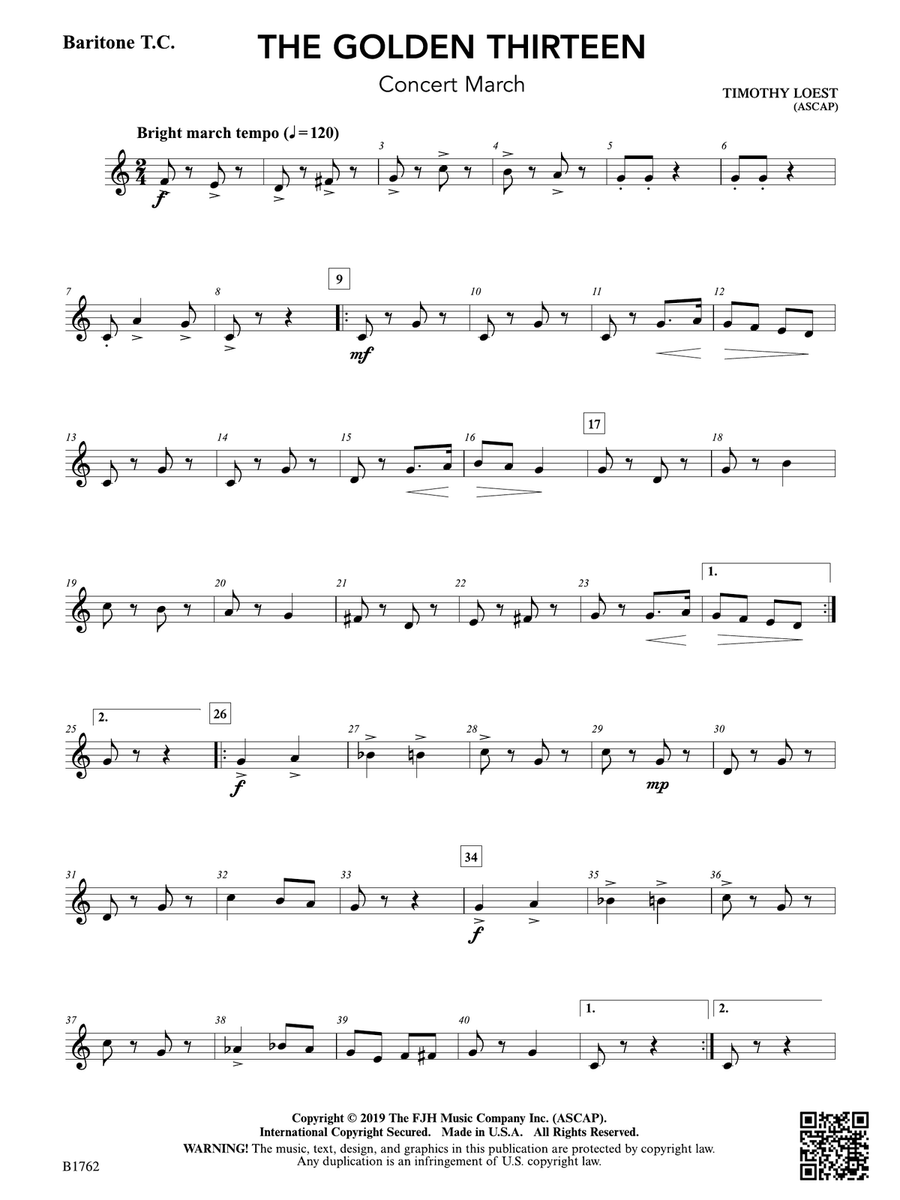 The Golden Thirteen: Baritone T.C. Baritone Horn TC scores gallery preview page 1