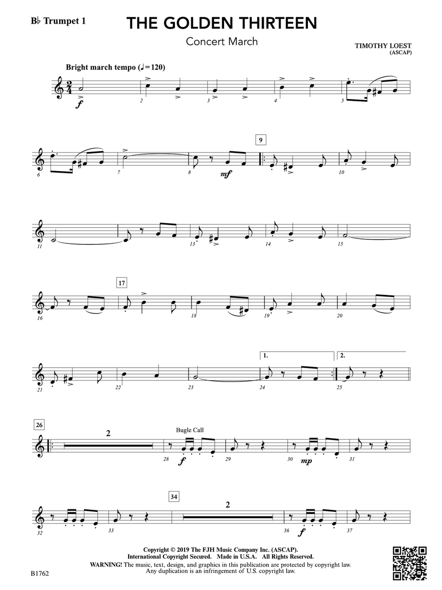 The Golden Thirteen: B-flat Trumpet 1 B-Flat Trumpet scores gallery preview page 1