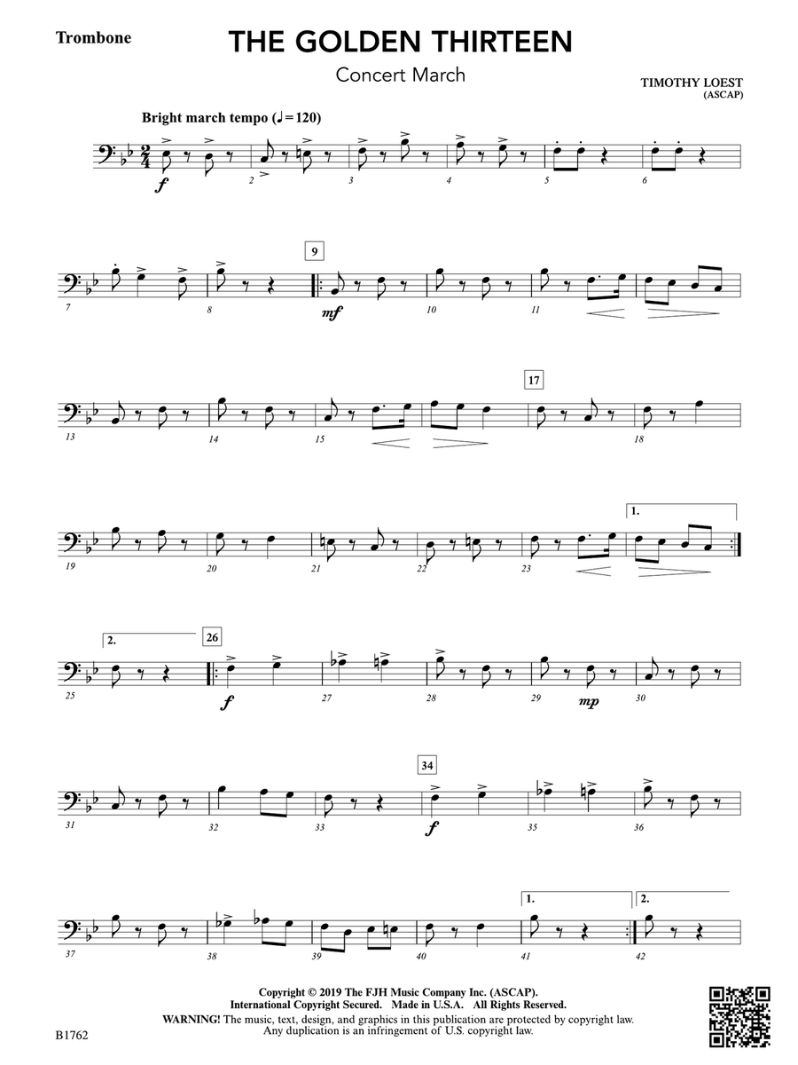 The Golden Thirteen: Trombone Trombone scores gallery preview page 1