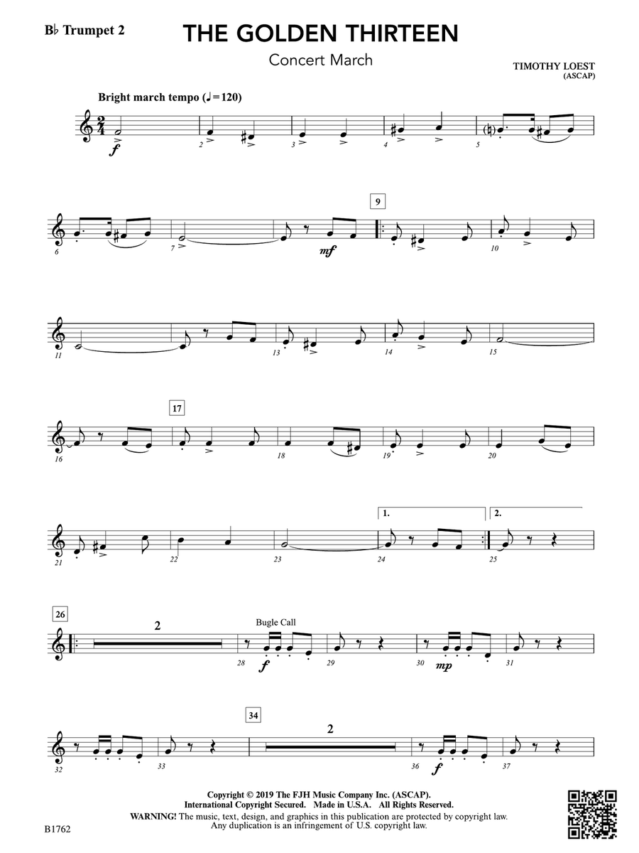 The Golden Thirteen: B-flat Trumpet 2 B-Flat Trumpet scores gallery preview page 1