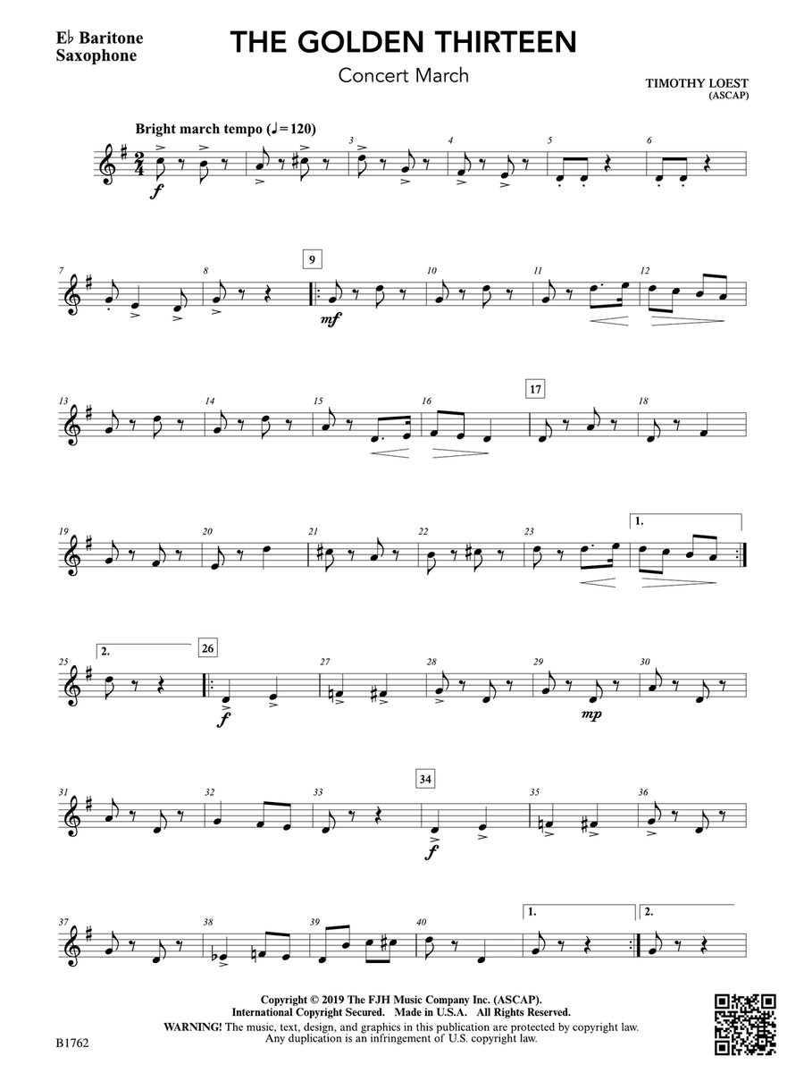 The Golden Thirteen: E-flat Baritone Saxophone Baritone Saxophone scores gallery preview page 1
