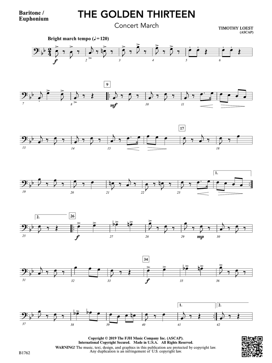 The Golden Thirteen: Baritone / Euphonium Baritone Horn scores gallery preview page 1