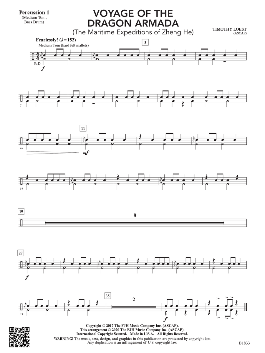 Voyage of the Dragon Armada: Percussion 1 String Orchestra scores gallery preview page 1