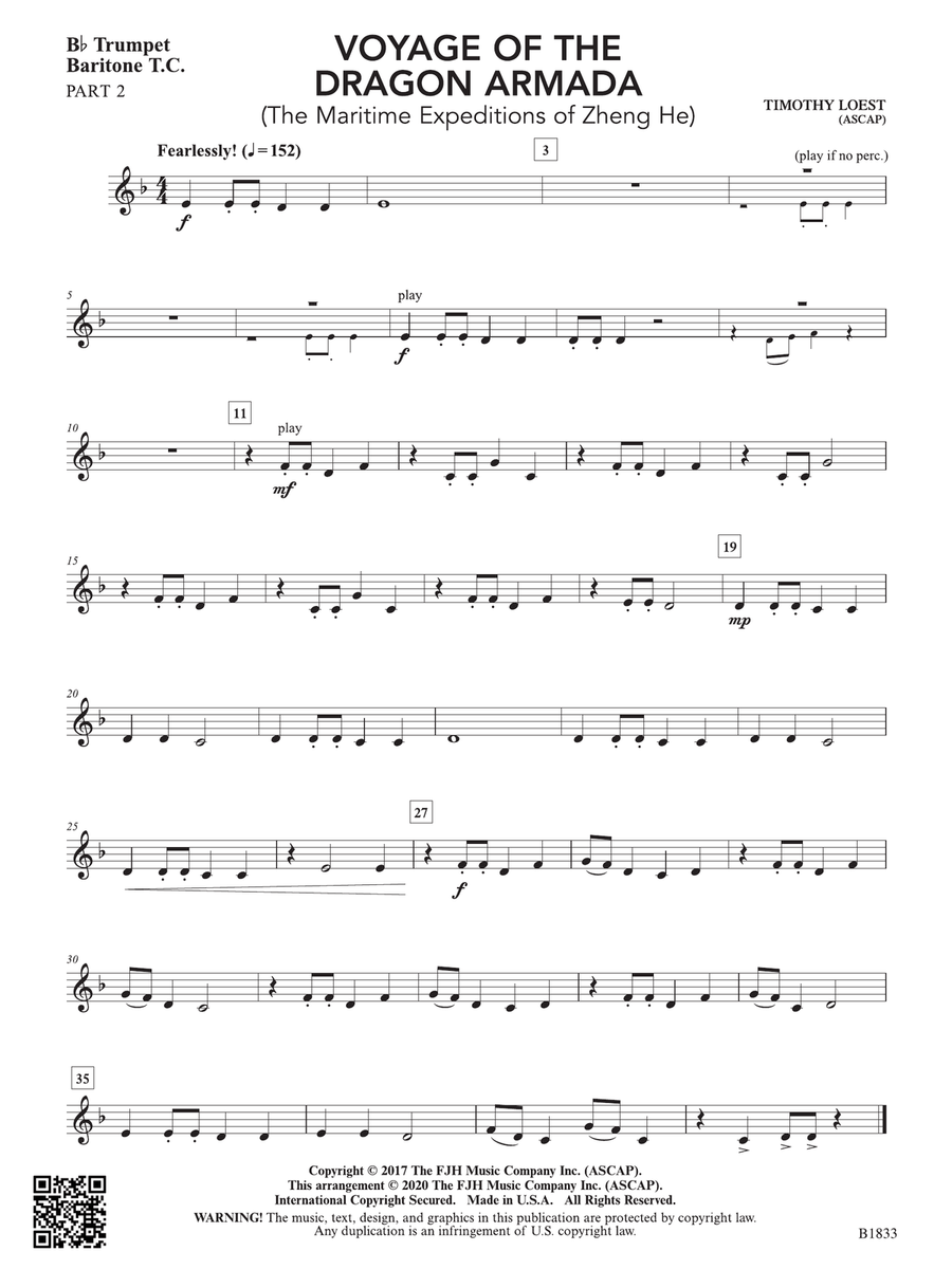 Voyage of the Dragon Armada: Part 2 - B-flat Trumpet / Baritone T.C. String Orchestra scores gallery preview page 1